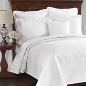 Historic Charleston King Charles Lightweight Cotton Matelasse Quilted Coverlet, White