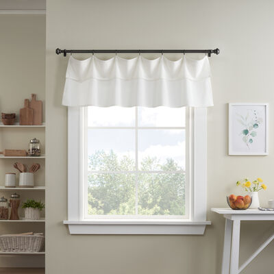 Mercantile Drop Cloth Farmhouse Valance, Light Filtering Ring and Tab Top, Off White