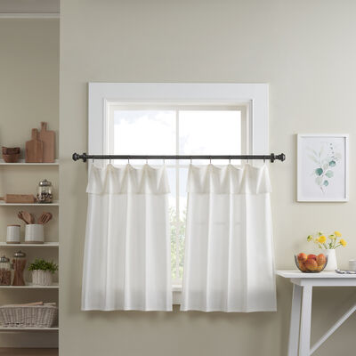 Mercantile Drop Cloth Farmhouse Tier Curtain Panel Pair with Valance, Off White