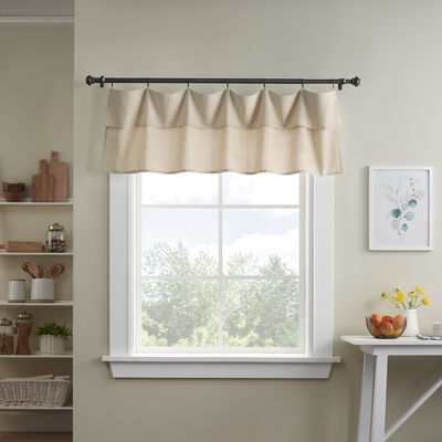 Mercantile Drop Cloth Farmhouse Valance, Light Filtering Ring and Tab Top, Linen