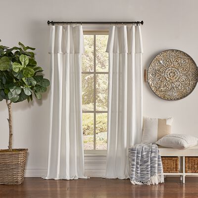 Mercantile Drop Cloth Off White Light Filtering Farmhouse Curtain with Valance